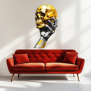 Gold Skull & Robot Hand Metal Wall Art – Futuristic UV Decor-KAFUVM013