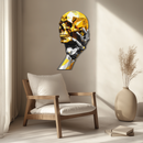 Gold Skull & Robot Hand Metal Wall Art – Futuristic UV Decor-KAFUVM013
