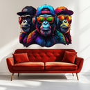 Cool Gorilla Trio Metal Wall Art – Neon Urban UV Printed Decor-KAFUVM014