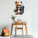 Cyborg Teddy Bear Metal Wall Art – Cool UV Printed Robo Decor-KAFUVM016