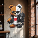Cyborg Teddy Bear Metal Wall Art – Cool UV Printed Robo Decor-KAFUVM016