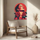 Red Rose Woman Metal Wall Art – Bold Feminine UV Printed Decor-KAFUVM017