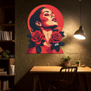 Red Rose Woman Metal Wall Art – Bold Feminine UV Printed Decor-KAFUVM017