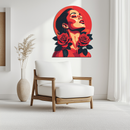 Red Rose Woman Metal Wall Art – Bold Feminine UV Printed Decor-KAFUVM017