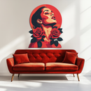 Red Rose Woman Metal Wall Art – Bold Feminine UV Printed Decor-KAFUVM017