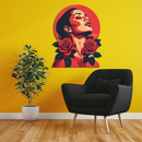 Red Rose Woman Metal Wall Art – Bold Feminine UV Printed Decor-KAFUVM017