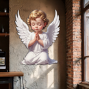 Praying Baby Angel Metal Wall Art – Religious Nursery Decor-KAFUVM020