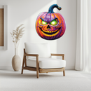 Evil Pumpkin Metal Wall Art – Spooky Halloween Decor-KAFUVM034