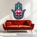 Lotus Hamsa Hand Metal Wall Art – Mystic Boho Decor-KAFUVM035