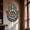 Hamsa Eye Wall Art – Boho Evil Eye Metal Decor-KAFUVM036