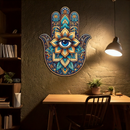 Hamsa Eye Wall Art – Boho Evil Eye Metal Decor-KAFUVM036