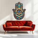 Hamsa Eye Wall Art – Boho Evil Eye Metal Decor-KAFUVM036