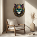 Mystic Mandala Cat Metal Wall Art – Boho Feline Decor-KAFUVM037