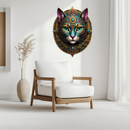 Mystic Mandala Cat Metal Wall Art – Boho Feline Decor-KAFUVM037