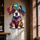 Geometric Puppy Metal Wall Art – Color Pop Dog Decor-KAFUVM039