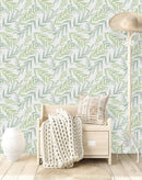 Voguish Hand Drawn Green Leaves Wallpaper Fashionable