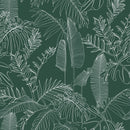Green Wallpaper with Leaves Pattern