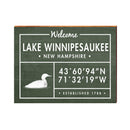 Lake Winnepesaukee, New Hampshire Oars Coordinates Wooden Sign | Wall Art Print on Real Wood | Lodge Green Latitude Longitude Decor