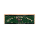 New Hampshire Moose Green Latitude Longitude | Wall Art Print on Real Wood