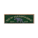 New Hampshire Bear Green Latitude Longitude | Wall Art Print on Real Wood