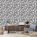 Black and White Palm  Leaves Pattern Wallpaper