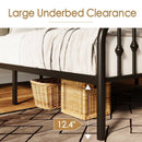 King Farmhouse Spindle Black Metal Platform Bed Frame with Headboard Footboard