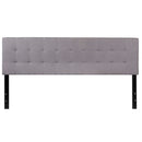 King size Modern Light Grey Fabric Upholstered Panel Headboard