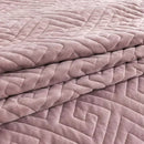 King Violet/Rose-Wood Velvet Microfiber Polyester Reversible 3-Piece Quilt Set