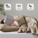 King size Microfiber Pleated Soft Lightweight Comforter Set Tan Khaki Taupe