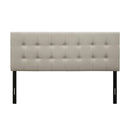 King Button-Tufted Headboard in Light Grey Beige Taupe Upholstered Fabric