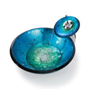 Round Blue Tempered Glass Vessel Bathroom Sink