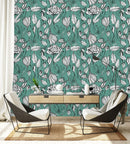 Voguish Green Floral Wallpaper Smart