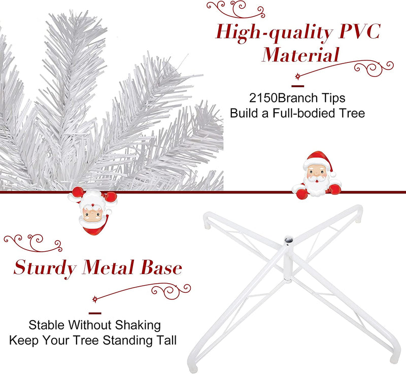 10' Premium Spruce Artificial Christmas Tree w/Metal Stand, White