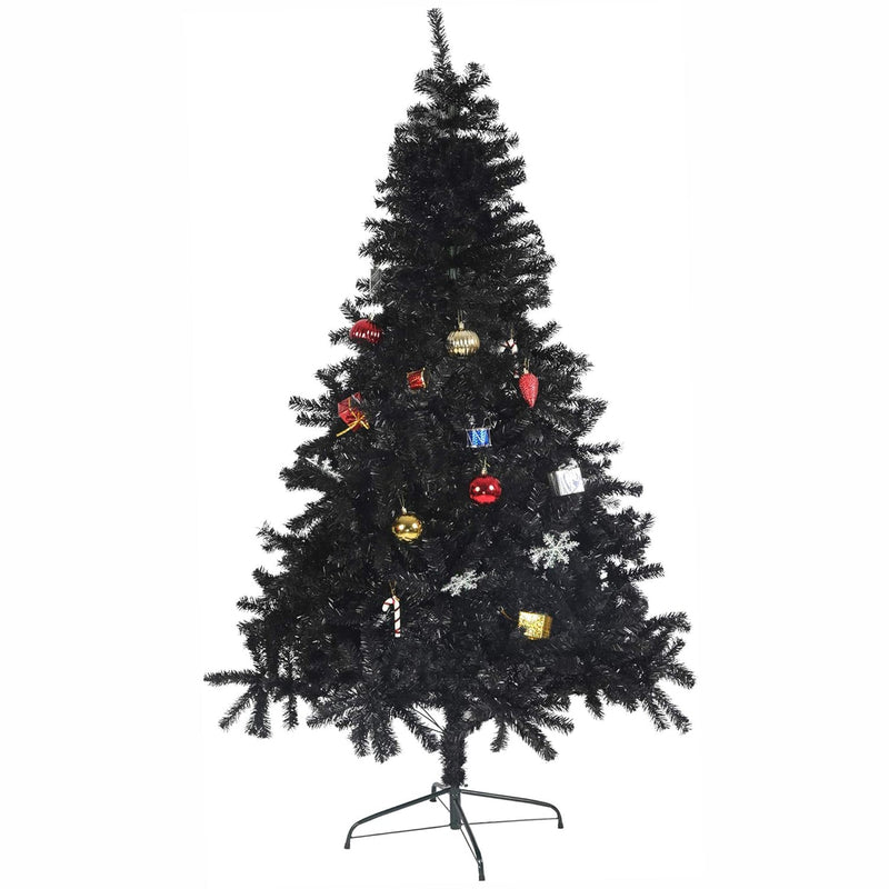 7.8' Premium Artificial Christmas Tree with Solid Metal Stand, Festive Indoor and Outdoor Decoration, Black