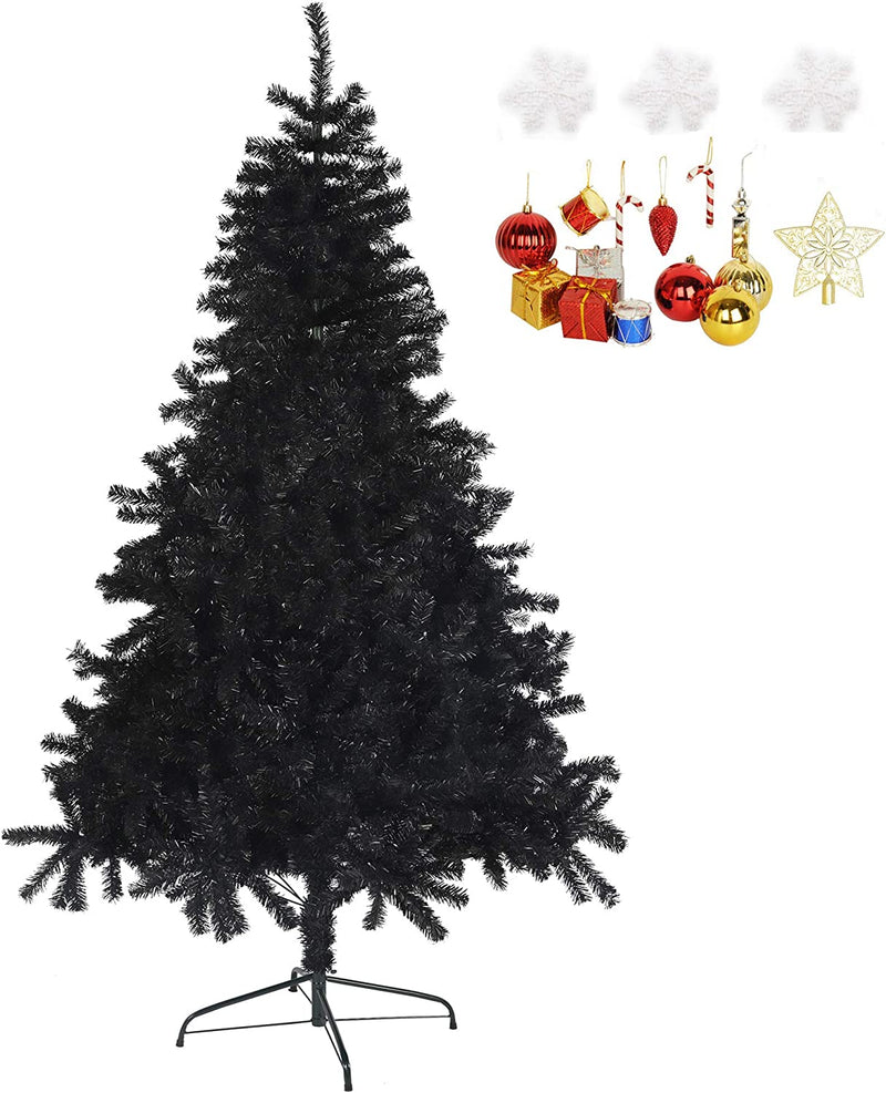 7.8' Premium Artificial Christmas Tree with Solid Metal Stand, Festive Indoor and Outdoor Decoration, Black