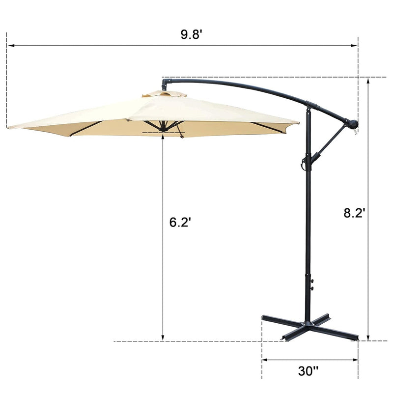 Cantilever Hanging Umbrella Rotation Patio Offset Umbrella without Weight Base, Beige