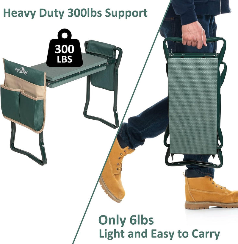 Widen Garden Kneeler Folding Garden Stools Bench and Seat with 2 Tool Pouches