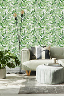 Fashionable Green Leaves Wallpaper Smart High-Quality