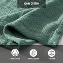 King size Lightweight 100-Percent Cotton Reversible Knit Blanket in Green