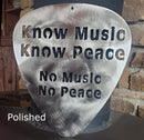 Know Music Know Peace, No Music No Peace Guitar Pick Metal Art