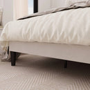 King size White Velvet Upholstered Platform Bed Frame with Wingback Headboard
