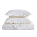 King size Ivory White Velvet Microfiber Polyester Reversible 3-Piece Quilt Set