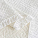 King size Ivory White Velvet Microfiber Polyester Reversible 3-Piece Quilt Set