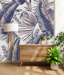 Fashionable White Wallpaper with Palm Leaves Vogue