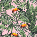 Pink Wallpaper with Toucans