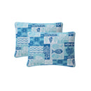 King size Aqua Blue Cream Beach Sea Shells Coral Fish Coastal 3-Piece Quilt Set