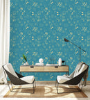 Fashionable Blue Floral Wallpaper Smart