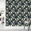 Voguish Dark Wallpaper with Roses