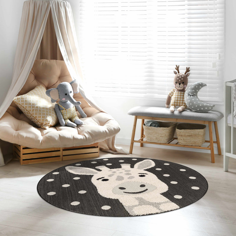 Kids Giraffe Round Nursery Rug