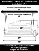 Keystone Amish Co. 6 Foot Milan Red Cedar Porch Swing with Cupholders